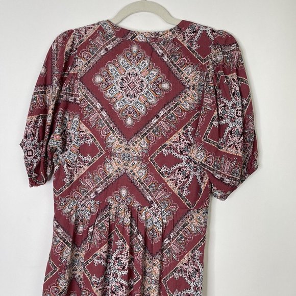 Knox Rose Boho Midi Dress Size XS Red Bohemian Peasant - Picture 8 of 12